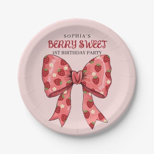 Berry Sweet Party uitnodiging Papieren Bordje (Voorkant)