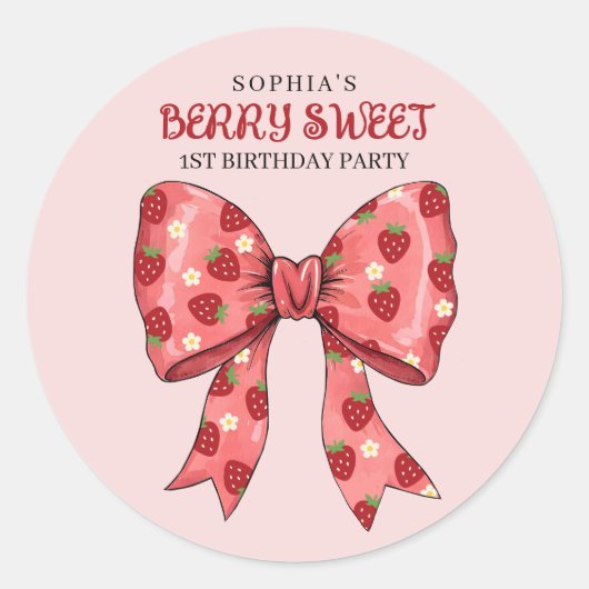 Berry Sweet Party uitnodiging Ronde Sticker (Voorkant)