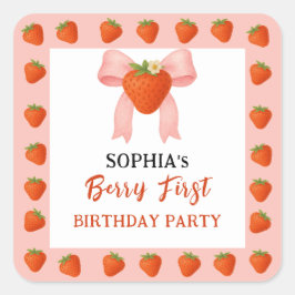 Berry Sweet Party uitnodiging Vierkante Sticker
