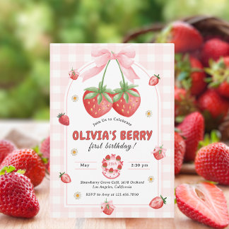 Berry Sweet Pink 1e verjaardagsfeestje Kaart