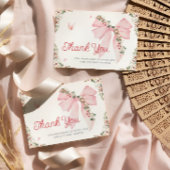 Berry Sweet Pink Bow Baby shower Bedankt Card Kaart