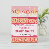 Berry Sweet pink cake Uitnodiging (Staand voorkant)