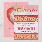 Berry Sweet pink cake Uitnodiging (Voorkant / Achterkant)