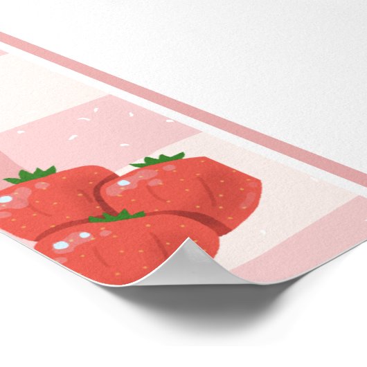 Berry Sweet Pink Checekered Pattern Baby shower Poster (Hoek)