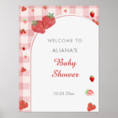 Berry Sweet Pink Checekered Pattern Baby shower Poster (Voorkant)