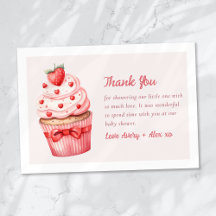 Berry Sweet Pink Cupcake Hearts Baby shower