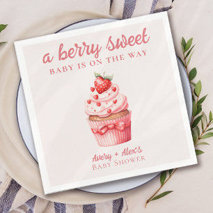 Berry Sweet Pink Cupcake Hearts Baby shower Servet
