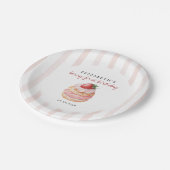 Berry Sweet Pink First Birthday Papieren Bordje (Gekanteld)