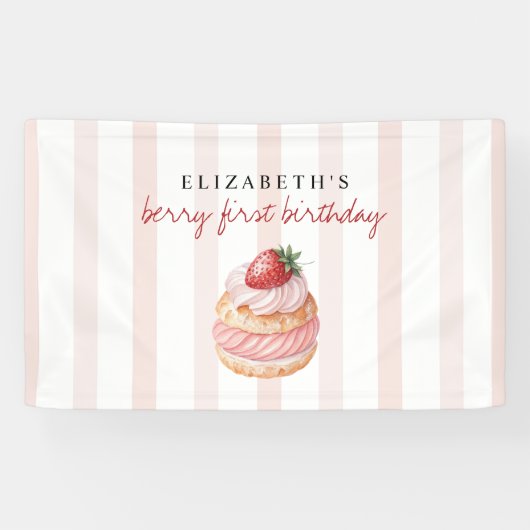 Berry Sweet Pink First Birthday Spandoek (Horizontaal)