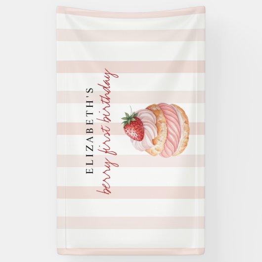 Berry Sweet Pink First Birthday Spandoek (Verticaal)