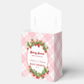 Berry Sweet Pink Gingham Aardbeien Baby shower Bedankdoosjes (Geopend)