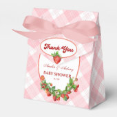 Berry Sweet Pink Gingham Aardbeien Baby shower Bedankdoosjes (Voorkant Zijde)