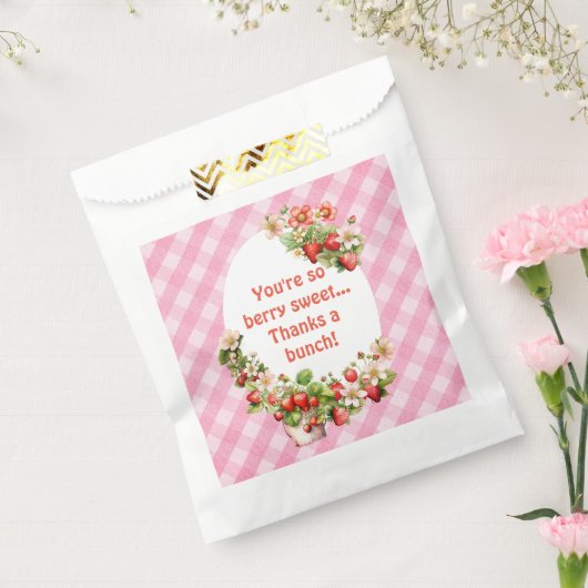 Berry Sweet Pink Gingham-Baby shower Bedankzakje (Gezegeld)