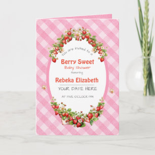 Berry Sweet Pink Gingham Baby shower Invitation