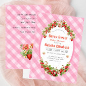 Berry Sweet Pink Gingham Baby shower Invitation Kaart