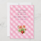Berry Sweet Pink Gingham Baby shower Invitation Kaart (Achterkant)