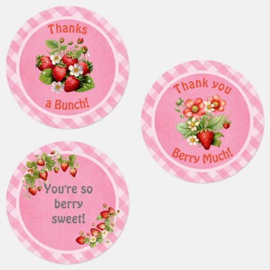 Berry Sweet Pink Gingham-Baby shower Labels (Groep)
