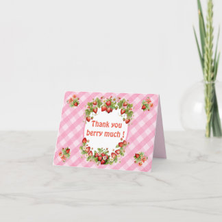 Berry Sweet Pink Gingham Bedankkaart