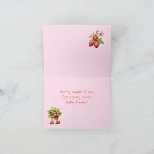 Berry Sweet Pink Gingham Bedankkaart (Binnen)