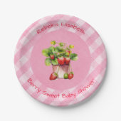 Berry Sweet Pink Gingham douchepapier Bord (Voorkant)