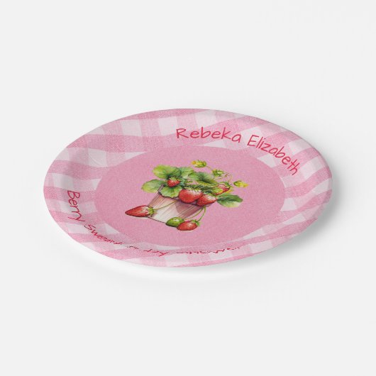 Berry Sweet Pink Gingham douchepapier Bord (Gekanteld)