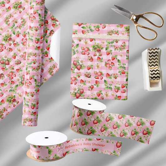 Berry Sweet Pink Gingham inpakpapier