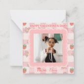 Berry Sweet Pink Gingham Valentines Classroom Card Notitiekaartje (Achterkant)