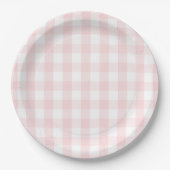 Berry Sweet Pink Gingham Verjaardagsfeestje Papieren Bordje (Voorkant)