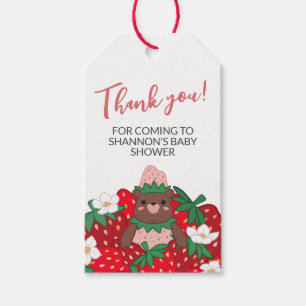 Berry Sweet Pink Strawberry Baby shower Bedankt Cadeaulabel