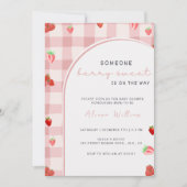 Berry Sweet Pink Strawberry Coquette Baby shower Kaart (Voorkant)