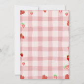 Berry Sweet Pink Strawberry Coquette Baby shower Kaart (Achterkant)