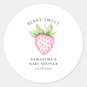 Berry Sweet Pink Strawberry Waterverf Baby shower Ronde Sticker (Voorkant)
