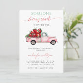 Berry Sweet Pink Truck rode aardbei Baby shower Kaart (Staand voorkant)