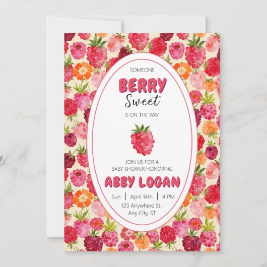 Berry Sweet Raspberry Baby shower Kaart (Voorkant)