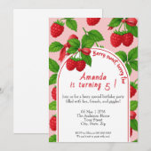 Berry Sweet Raspberry Kids Verjaardag Uitnodiging (Voorkant / Achterkant)