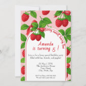 Berry Sweet Raspberry Kids Verjaardag Uitnodiging (Voorkant)