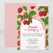 Berry Sweet Raspberry Kids Verjaardag Uitnodiging (Voorkant / Achterkant)