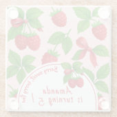 Berry Sweet Raspberry Kids Verjaardagsfeestje - Glazen Onderzetter (Achterkant)