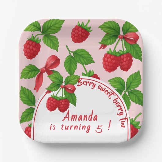 Berry Sweet Raspberry Kids Verjaardagsfeestje - Papieren Bordje (Voorkant)