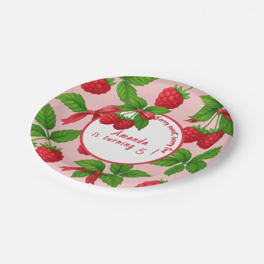 Berry Sweet Raspberry Kids Verjaardagsfeestje - Papieren Bordje (Gekanteld)