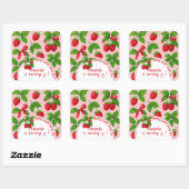 Berry Sweet Raspberry Kids Verjaardagsfeestje - Vierkante Sticker (Vel)