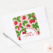 Berry Sweet Raspberry Kids Verjaardagsfeestje - Vierkante Sticker (Envelop)