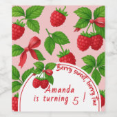 Berry Sweet Raspberry Kids Verjaardagsfeestje - Wijn Etiket (Enkel label)
