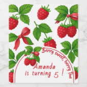 Berry Sweet Raspberry Kids Verjaardagsfeestje - Wijn Etiket (Enkel label)