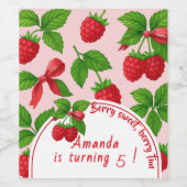 Berry Sweet Raspberry Kids Verjaardagsfeestje - Wijn Etiket (Enkel label)