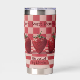 Berry Sweet Red Checkered Strawberry Tumbler Geïsoleerde Drinkbeker