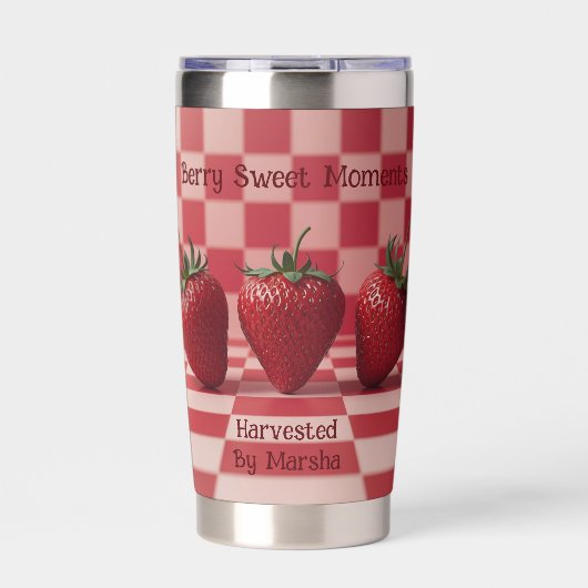 Berry Sweet Red Checkered Strawberry Tumbler Geïsoleerde Drinkbeker (Voorkant)