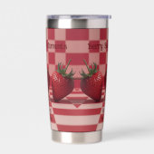 Berry Sweet Red Checkered Strawberry Tumbler Geïsoleerde Drinkbeker (Links)