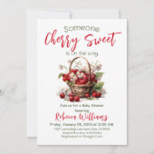 Berry Sweet Red Girl Cherry Baby shower Kaart (Voorkant)