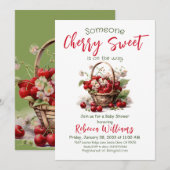 Berry Sweet Red Girl Cherry Baby shower Kaart (Voorkant / Achterkant)